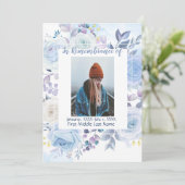 Herdenking van het leven Hummingbird Blue Roos Kaart (Staand voorkant)