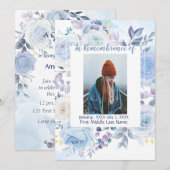 Herdenking van het leven Hummingbird Blue Roos Kaart (Voorkant / Achterkant)