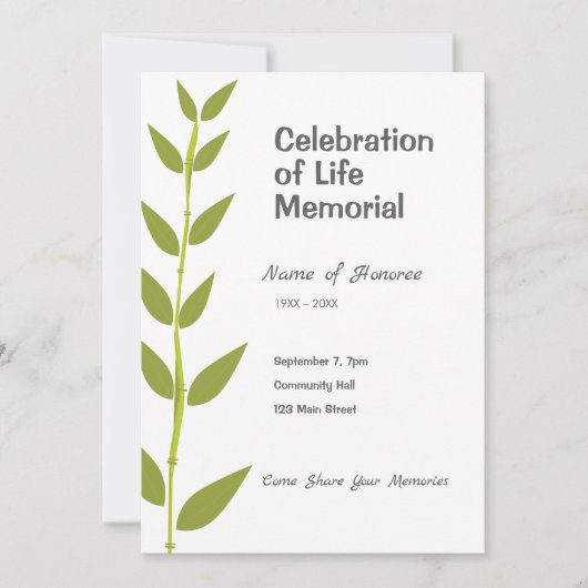 Herdenking van het leven in de bamboe Modern Kaart (Voorkant)