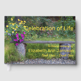 Herdenking van het leven in de Rustic Bench Flower Gastenboek