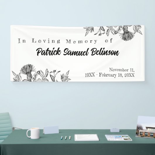 Herdenking van het leven | In het liefdevol geheug Spandoek (Beurs)