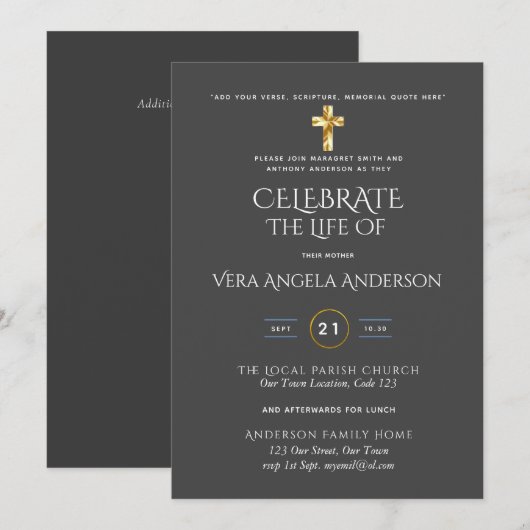 Herdenking van het leven Katholieke uitvaart herde (Voorkant / Achterkant)