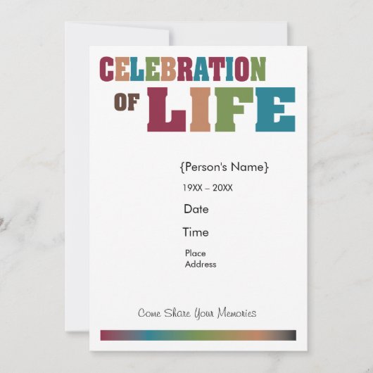 Herdenking van het leven - kleurrijk kaart (Voorkant)