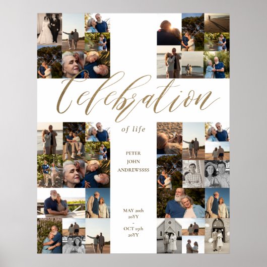 Herdenking van het leven Kruisfoto Collage Begrafe Poster (Voorkant)