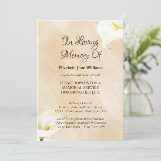 Herdenking van het leven | Lily Kaart (Staand voorkant)