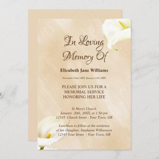 Herdenking van het leven | Lily Kaart (Voorkant / Achterkant)