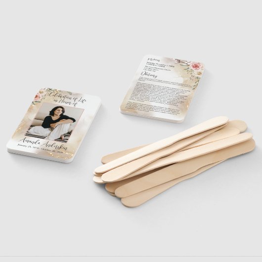 Herdenking van het leven Perzik en Goud Overlijden Handwaaier (Niet-gemonteerd)