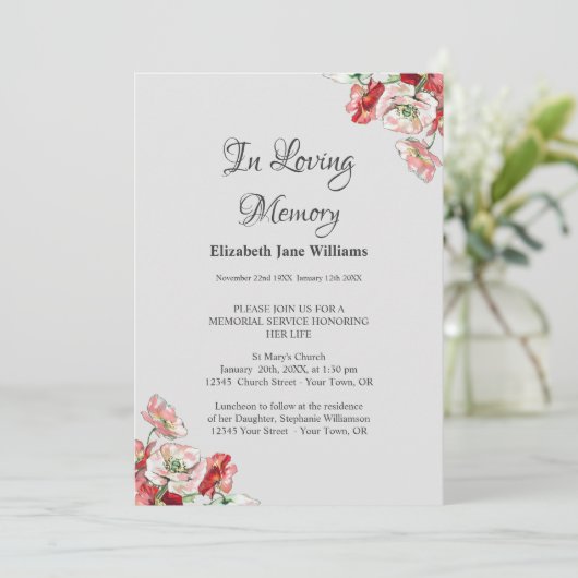 Herdenking van het leven | Poppie Kaart (Staand voorkant)