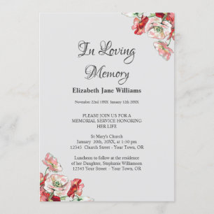 Herdenking van het leven   Poppie Kaart