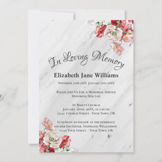 Herdenking van het leven | Poppie Kaart (Voorkant)