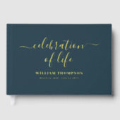 Herdenking van het leven van begrafenis Navy Gold Gastenboek (Voorkant)