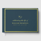 Herdenking van het leven van begrafenis Navy Gold Gastenboek (Voorkant)