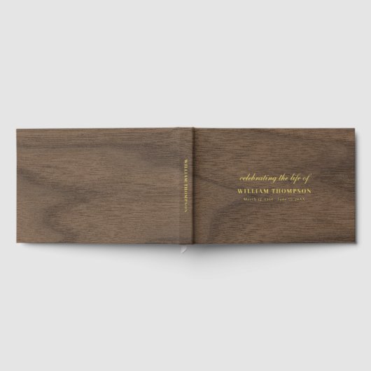 Herdenking van het leven van Funeral Gold Wood Gastenboek (Volledig)