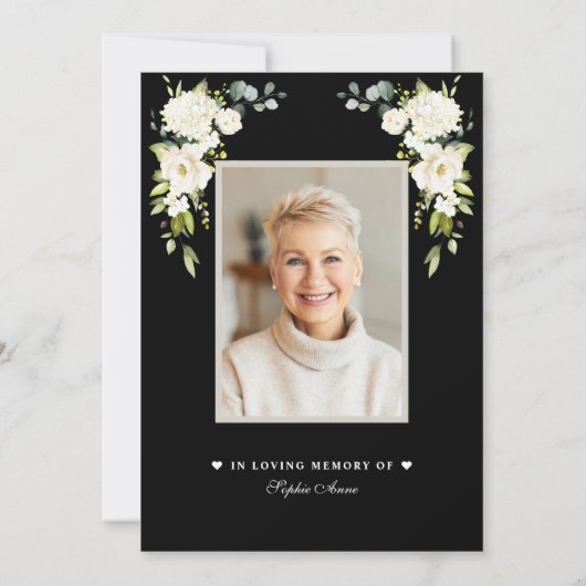 Herdenking van het leven Witte Bloemen Foto Herden Kaart (Achterkant)