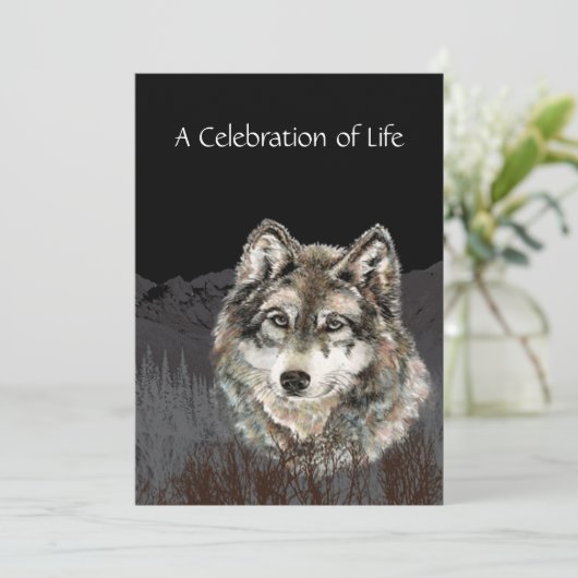 Herdenking van het leven Wolf Kaart (Staand voorkant)