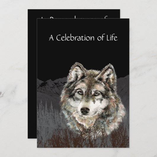 Herdenking van het leven Wolf Kaart (Voorkant / Achterkant)