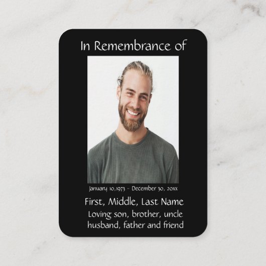 Herdenking van het leven Wolf Visitekaartje (Achterkant)