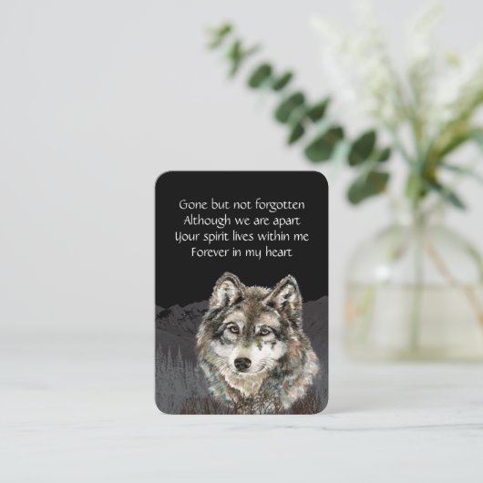 Herdenking van het leven Wolf Visitekaartje (Staand voorkant)