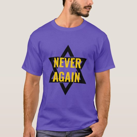 Herdenking van holocaust NOOIT OPNIEUW T-shirt (Voorkant)