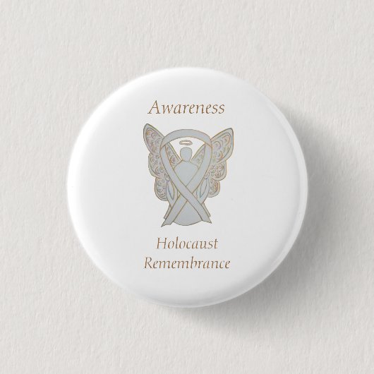 Herdenking van holocaust Waakzaamheid White Ribbon Ronde Button 3,2 Cm (Voorkant)