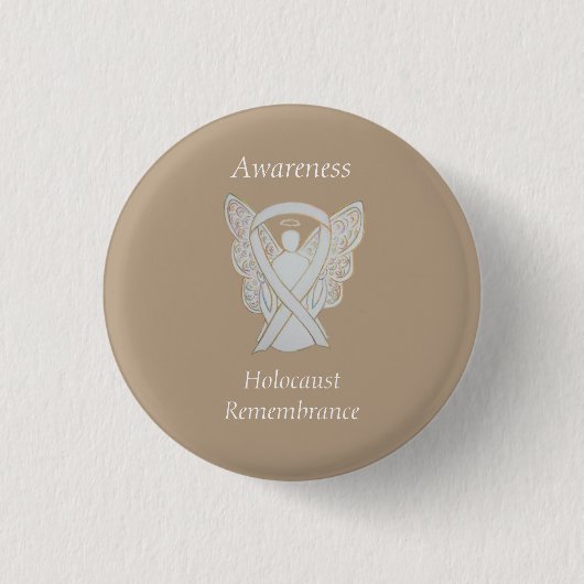 Herdenking van holocaust Waakzaamheid White Ribbon Ronde Button 3,2 Cm (Voorkant)