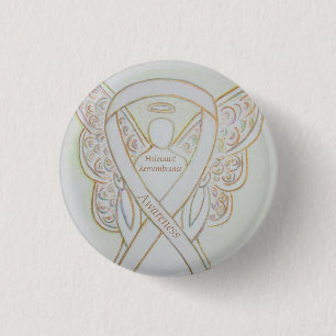 Herdenking van holocaust Waakzaamheid White Ribbon Ronde Button 3,2 Cm