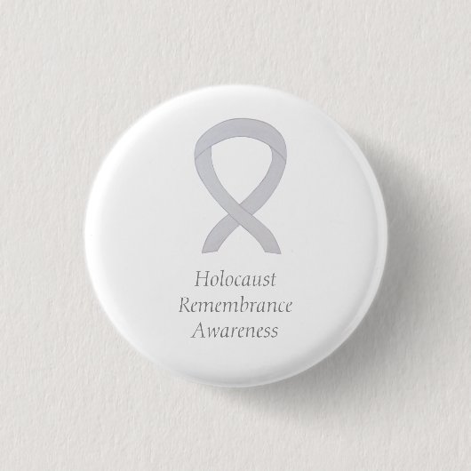 Herdenking van holocaust Waakzaamheid White Ribbon Ronde Button 3,2 Cm (Voorkant)