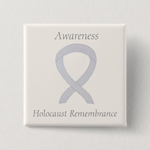Herdenking van holocaust Waakzaamheid White Ribbon Vierkante Button 5,1 Cm