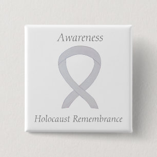 Herdenking van holocaust Waakzaamheid White Ribbon Vierkante Button 5,1 Cm