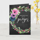 Herdenking van je in Prayer met Floral Wreath Kaart (Gele Bloem)