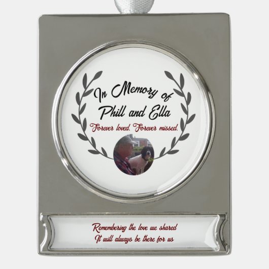 Herdenking van keramische keramiek met aangepaste  verzilverd banner ornament (Voorkant)