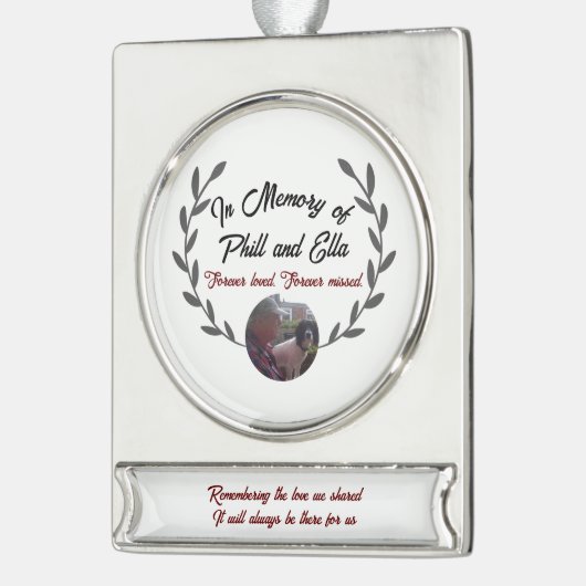 Herdenking van keramische keramiek met aangepaste  verzilverd banner ornament (Links)