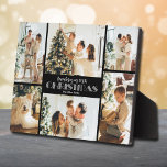 Herdenking van kerstfoto collage fotoplaat<br><div class="desc">Een zes foto-collage, uw familienaam en de woorden "Herdenking onze 20XX Kerstmis" in zwart wit, worden rechtstreeks op het hardboard geplaatst voor een verbluffend scherp afbeelding met een gemakkelijk schoon en schoon oppervlak. Tabletop, op een plank of een bureau, deze plaquette met een ingebouwde esel is geweldig voor uw vakantieherinneringen....</div>