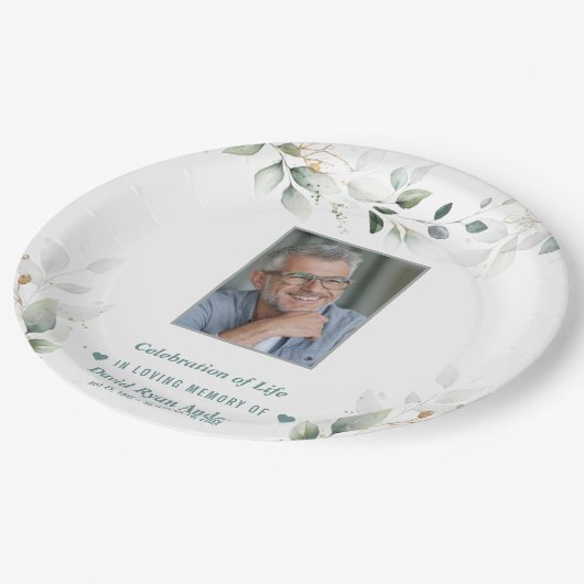 Herdenking van Leven Groene Man Foto Herdenkingsdi Papieren Bordje (Gekanteld)