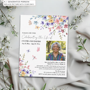 Herdenking van Leven Wilde Bloemen Foto Kaart