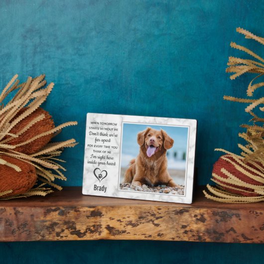 Herdenking van marble Pet Dog Keepslag Fotoplaat (Zijkant)