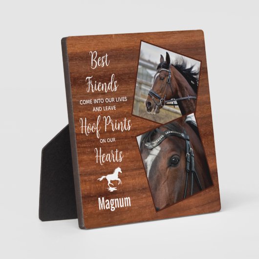 Herdenking van paarden van Rustisch hout Fotoplaat (Voorkant)