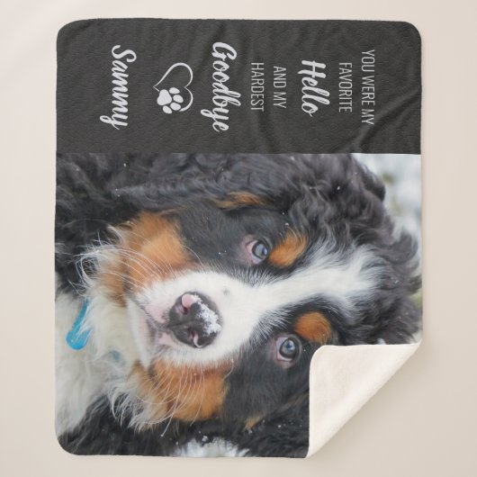 Herdenking van Pet Memorial Dog Modern Foto Sherpa Deken (Voorkant)