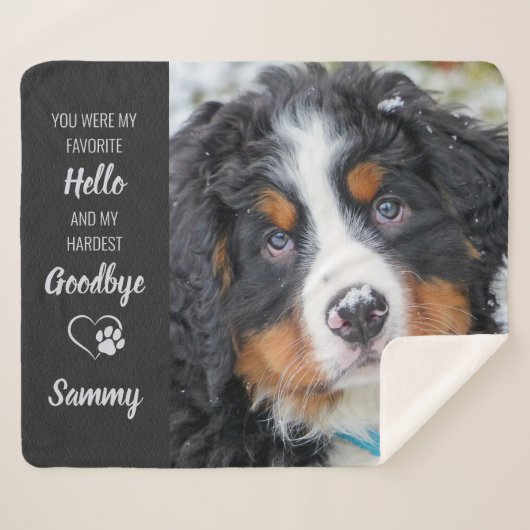 Herdenking van Pet Memorial Dog Modern Foto Sherpa Deken (Voorkant (horizontaal))