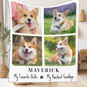 Herdenking van Pet Memorial Dog Persoonlijk 4 Foto Fleece Deken