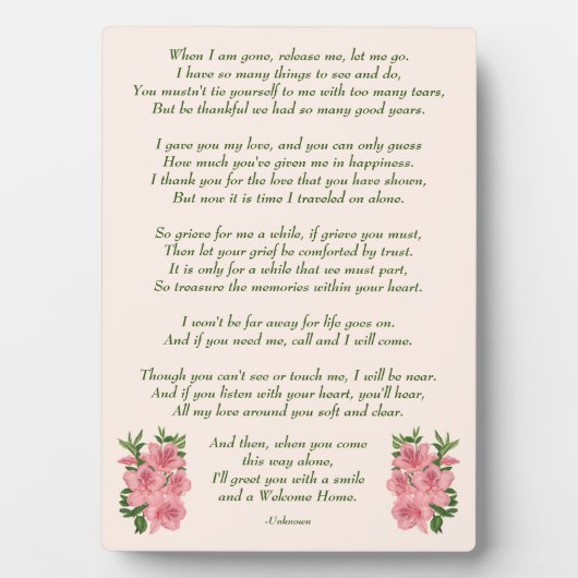 Herdenking van uw hart fotoplaat (voorkant)