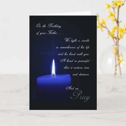 Herdenking van vaders geboortelecandel kaart (Gele Bloem)