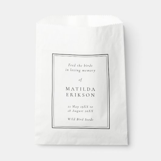 Herdenking van vogels | Pakket zaad Funeral Favo Bedankzakje (Voorkant)