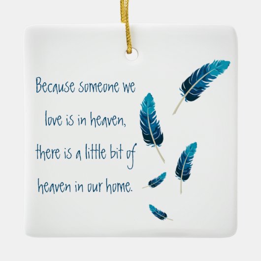 Herdenking | Veer | Blauw | Keramische kerstboomve Keramisch Ornament (Voorkant)