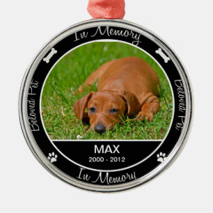 Herdenking - Verlies van Hond- Aangepaste Foto/Naa Metalen Ornament