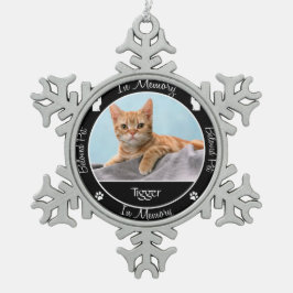 Herdenking - Verlies van Kat - Aangepaste Foto/Naa Tin Sneeuwvlok Ornament