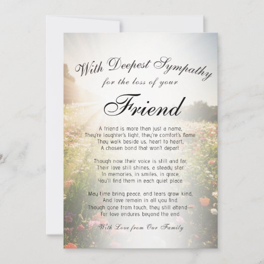 Herdenking verlies vriend kaart (Voorkant)