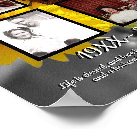 Herdenking Vier Foto Zonnebloem Achtergrond Poster (Hoek)