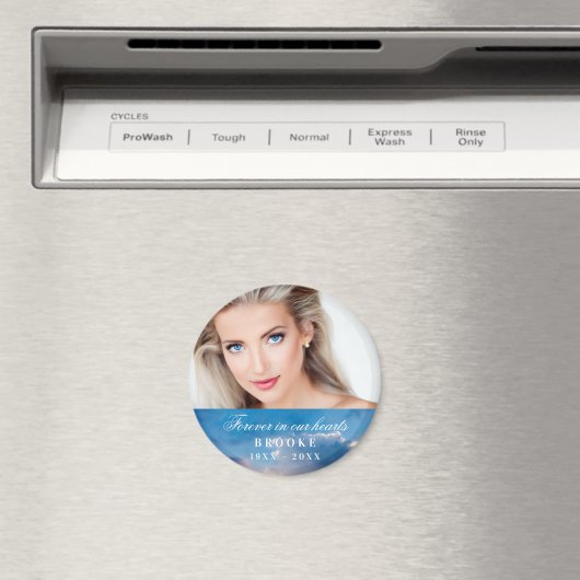 Herdenking voor altijd in ons hart Fotoblauw hemel Magneet (Insitu (Vaatwasser))