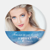 Herdenking voor altijd in ons hart Fotoblauw hemel Magneet (Voorkant)